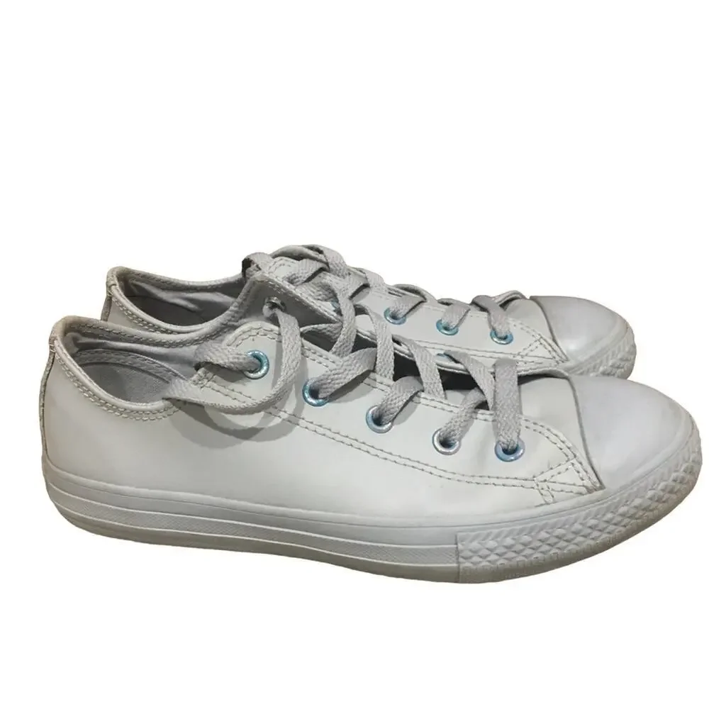 Unisex Leather Converse Sneakers sz 3 youth Converse All Star Grey Low Top
